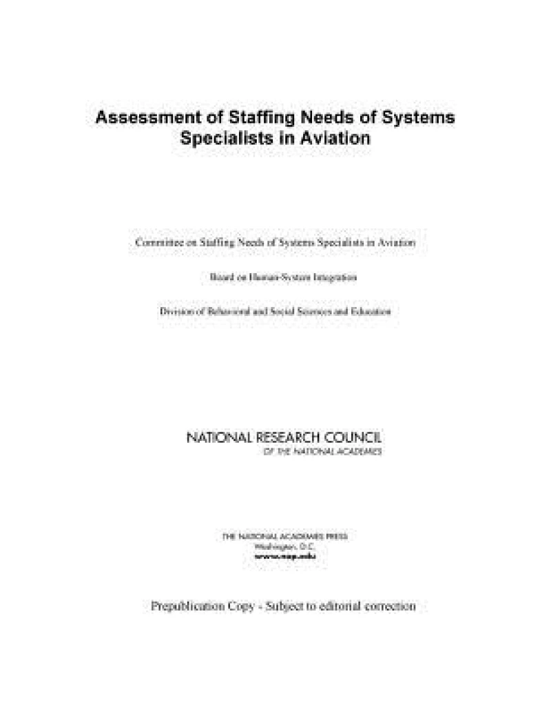 Assessment of Staffing Needs of Systems Specialists in Aviation