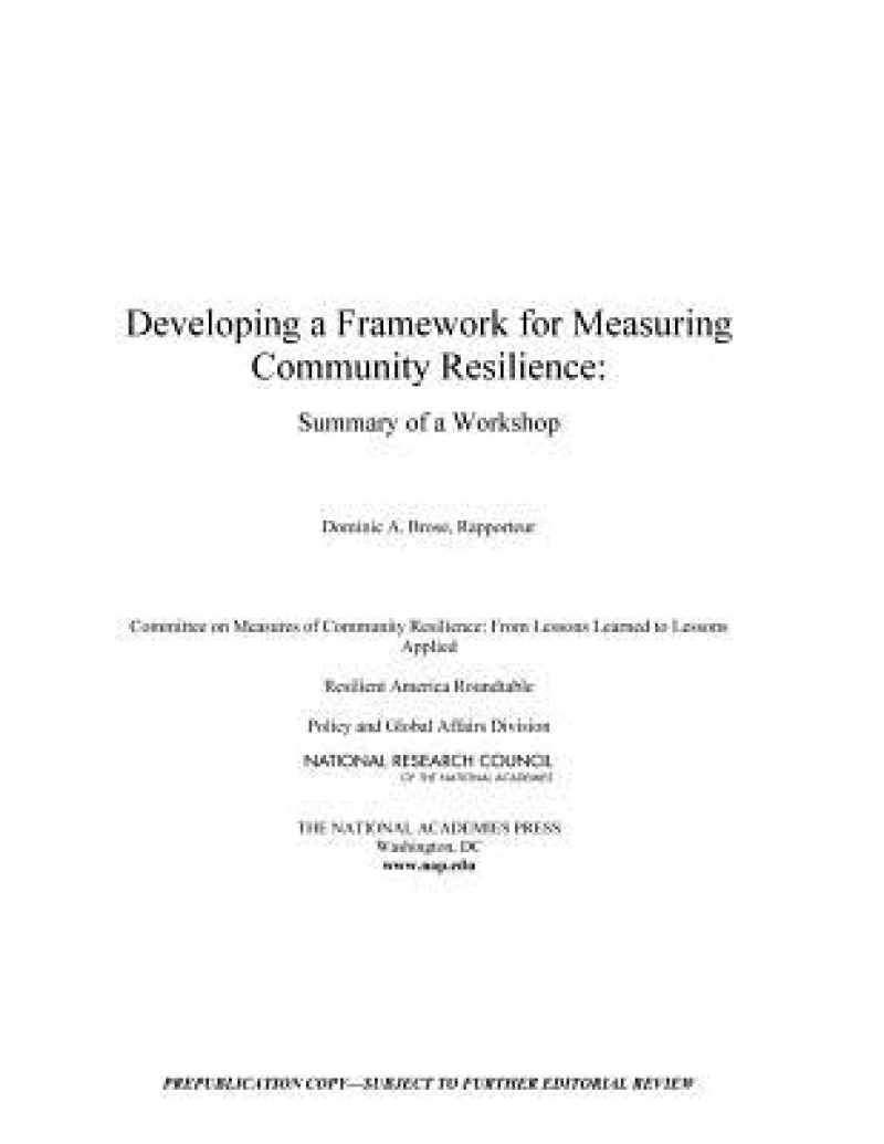 Developing a Framework for Measuring Community Resilience