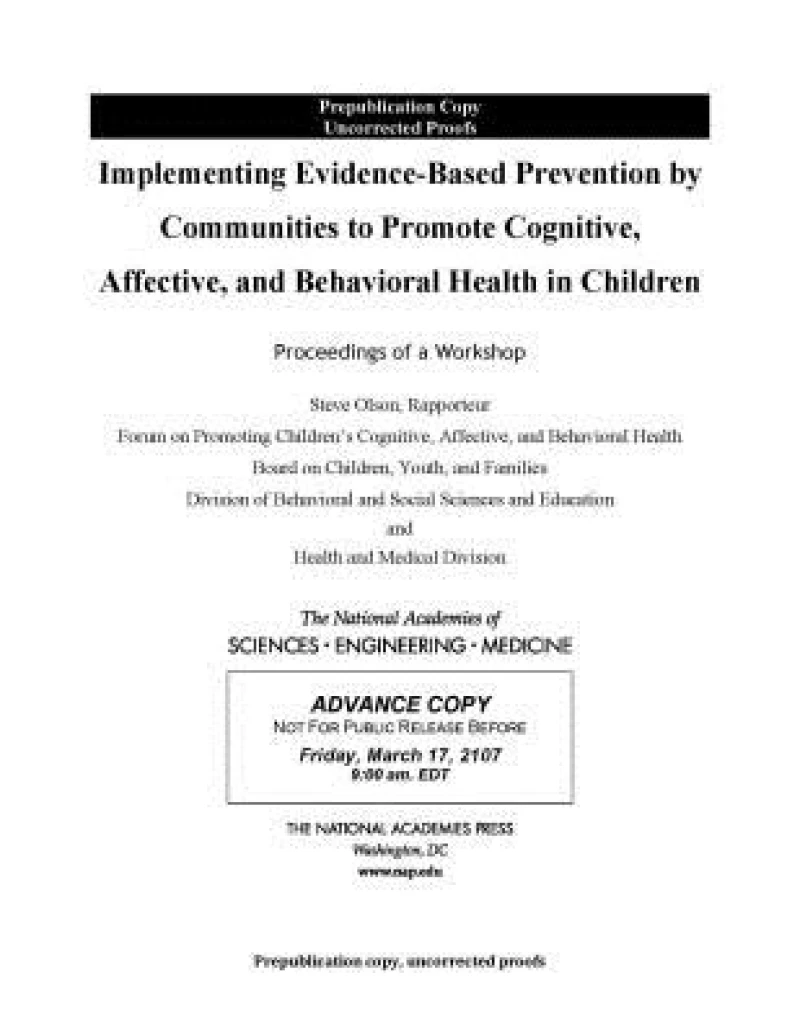 Implementing Evidence-Based Prevention by Communities to Promote Cognitive, Affective, and Behavioral Health in Children