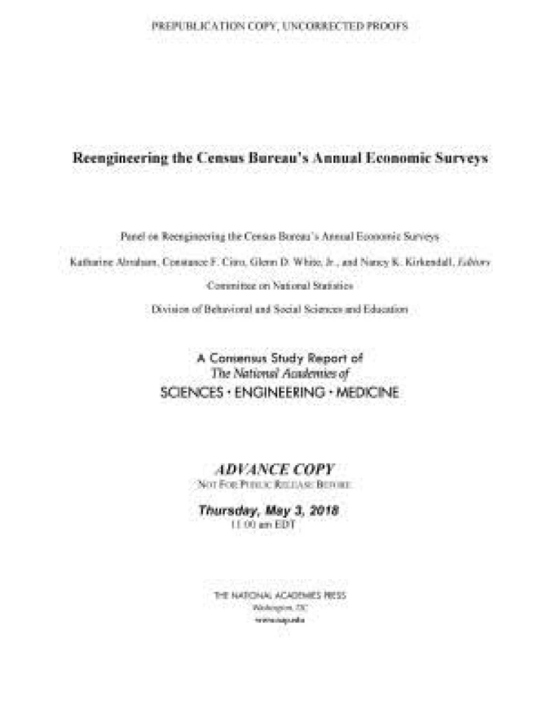 Reengineering the Census Bureau''s Annual Economic Surveys