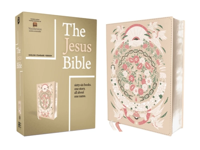 The Jesus Bible Artist Edition, ESV, Leathersoft, Peach Floral