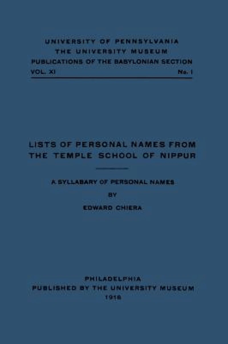 Lists of Personal Names from the Temple School o – A Syllabary of Personal Names