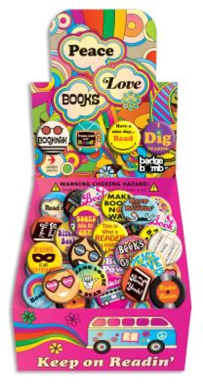 Peace, Love and Books Button Box