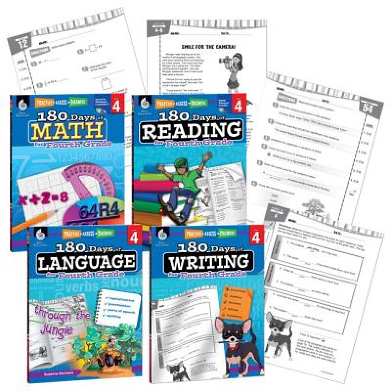 180 Days™: Reading, Math, Writing, & Language for Grade 4: 4-Book Set