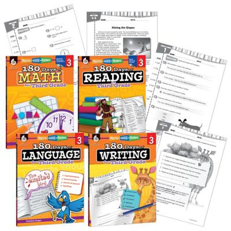 180 Days™: Reading, Math, Writing, & Language for Grade 3: 4-Book Set