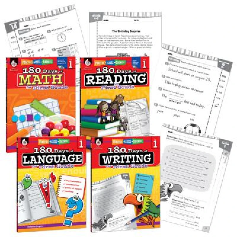 180 Days™: Reading, Math, Writing, & Language for Grade 1: 4-Book Set