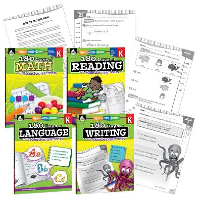 180 Days™: Reading, Math, Writing, & Language for Grade K: 4-Book Set