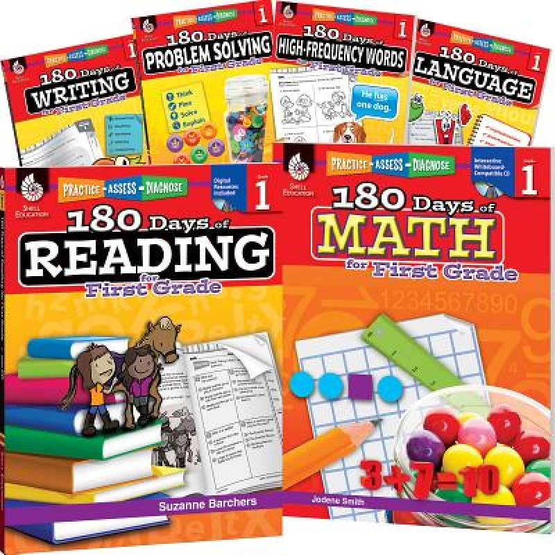 180 Days™: Reading, High-Frequency Words, Math, Problem Solving, Writing, & Language for Grade 1: 6-Book Set