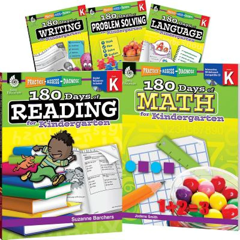 180 Days™: Reading, High-Frequency Words, Math, Problem Solving, Writing, & Language for Grade K: 6-Book Set