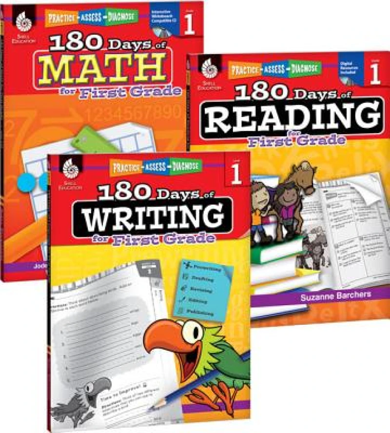 180 Days™: Reading, Writing and Math for Grade 1: 3-Book Set