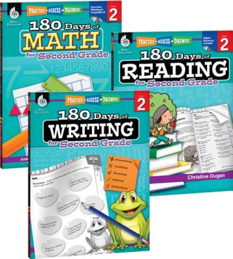 180 Days™: Reading, Writing and Math for Grade 2: 3-Book Set