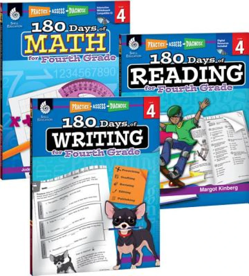 180 Days™: Reading, Writing and Math for Grade 4: 3-Book Set