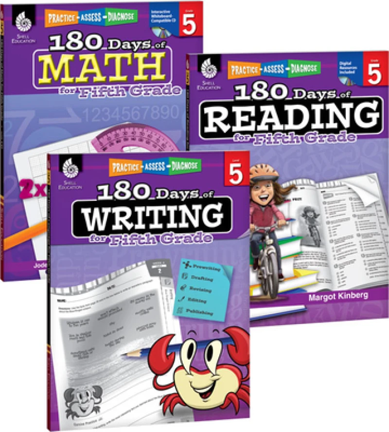 180 Days™: Reading, Writing and Math for Grade 5: 3-Book Set