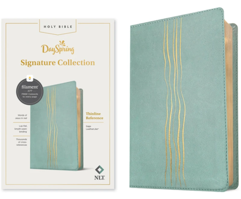 NLT Thinline Reference Bible, DaySpring Signature Collection, Filament Enabled (LeatherLike, Sage, Red Letter)