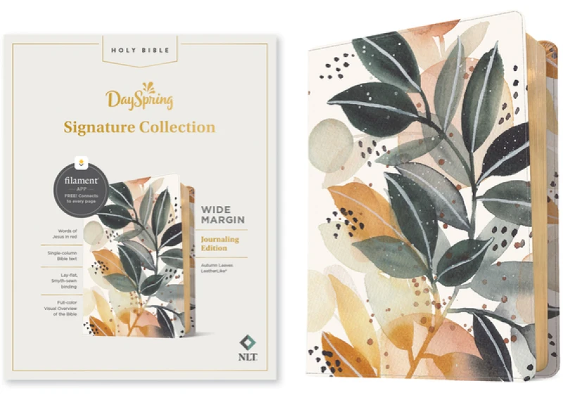 NLT Wide Margin Bible, DaySpring Signature Collection, Filament Enabled (LeatherLike, Autumn Leaves, Red Letter)