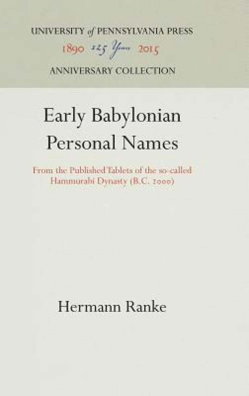 Early Babylonian Personal Names