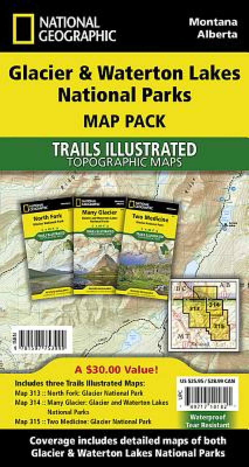 Glacier/waterton Lakes National Parks,map Pack Bundle