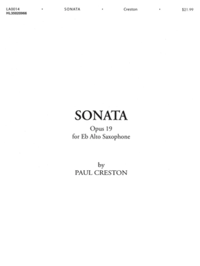 SONATA OP 19 FOR EFLAT ALTO SAXOPHONE
