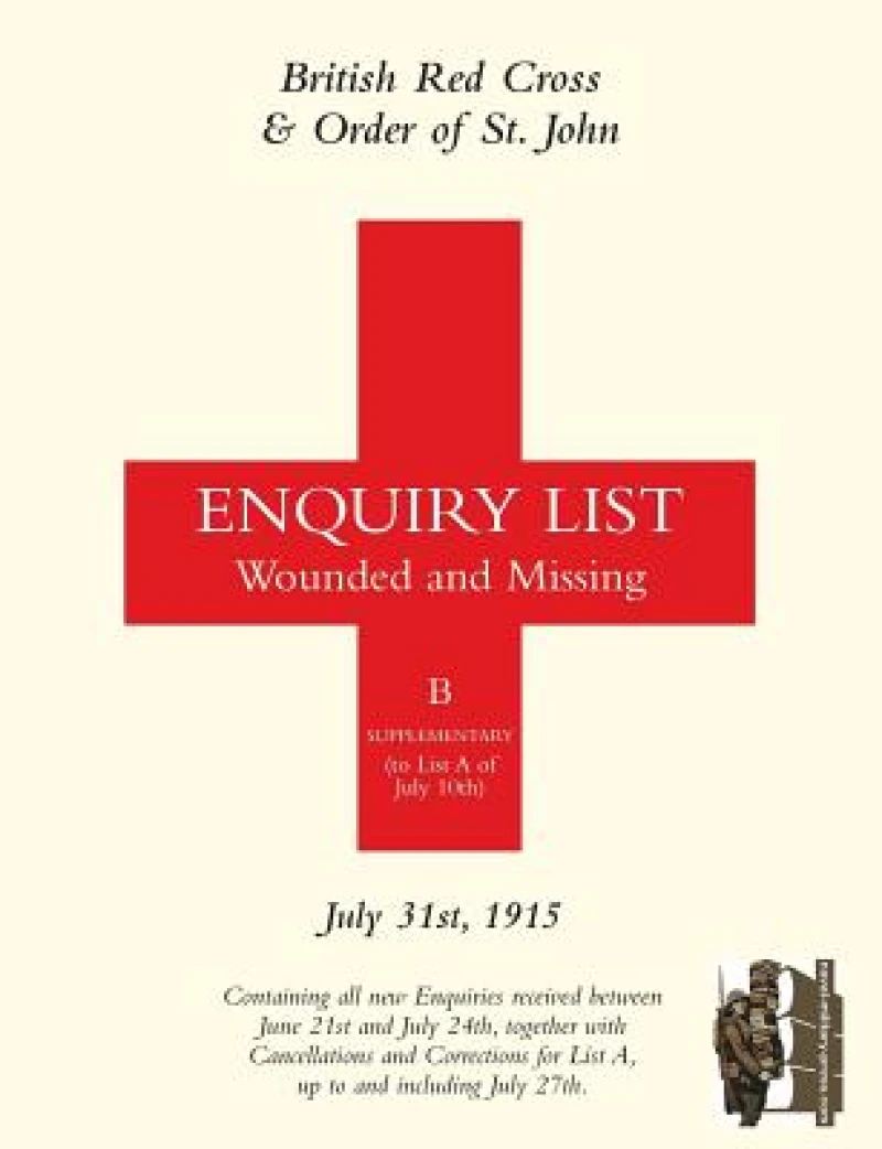 British Red Cross and Order of St John Enquiry List for Wounded and Missing