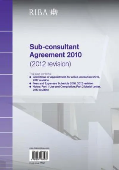 RIBA Sub-consultant Agreement 2010 (2012 Revision) Pack of 10