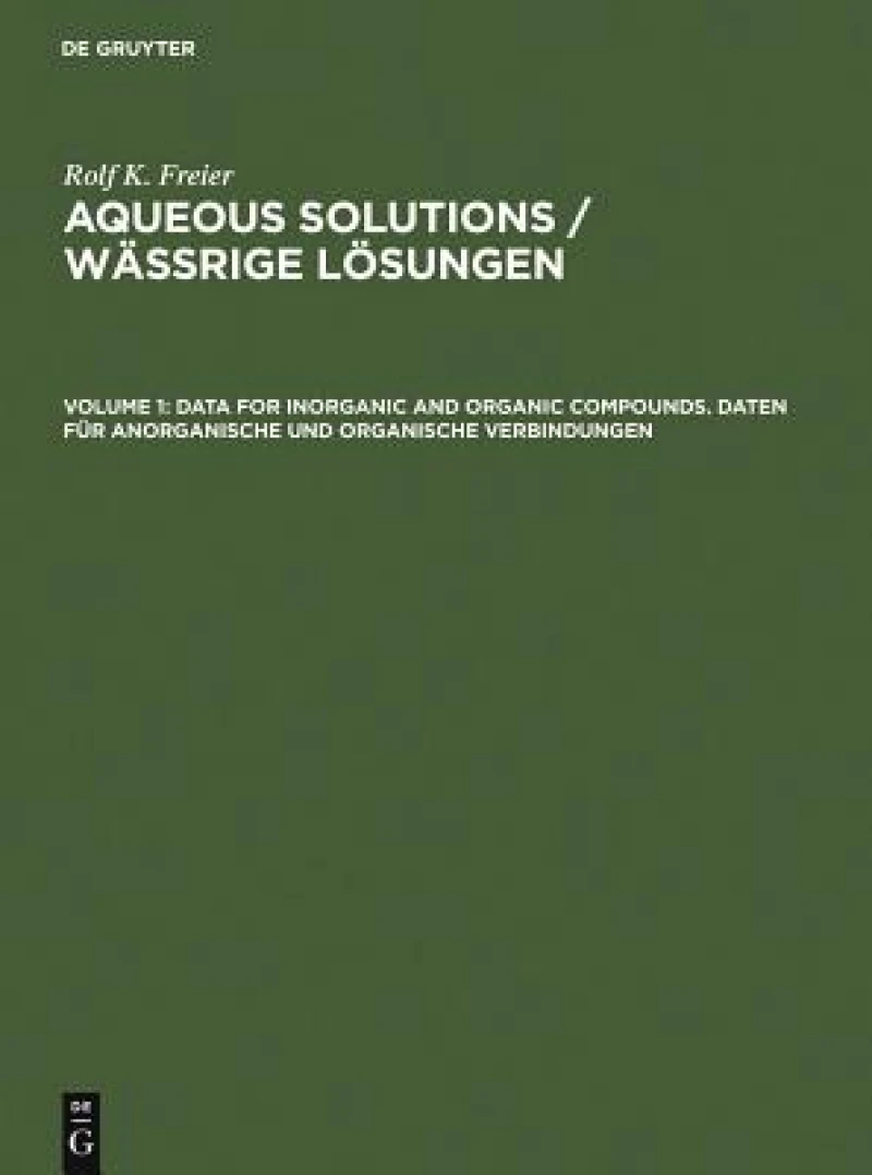 Data for Inorganic and Organic Compounds. Daten für Anorganische und Organische Verbindungen