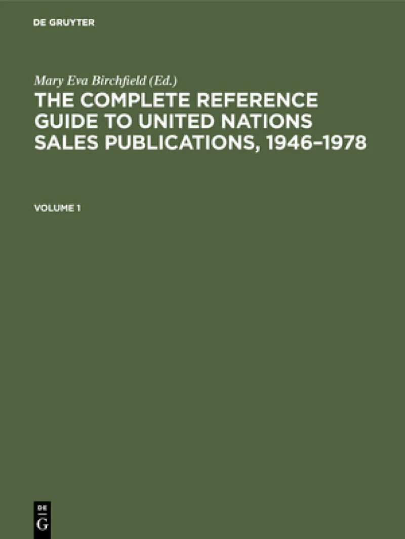 Complete Reference Guide to United Nations Sales Publications, 1946–1978