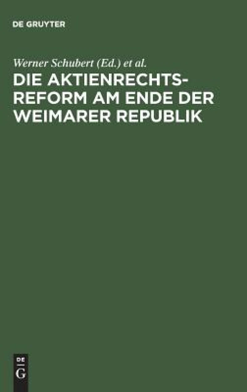 Die Aktienrechtsreform am Ende der Weimarer Republik