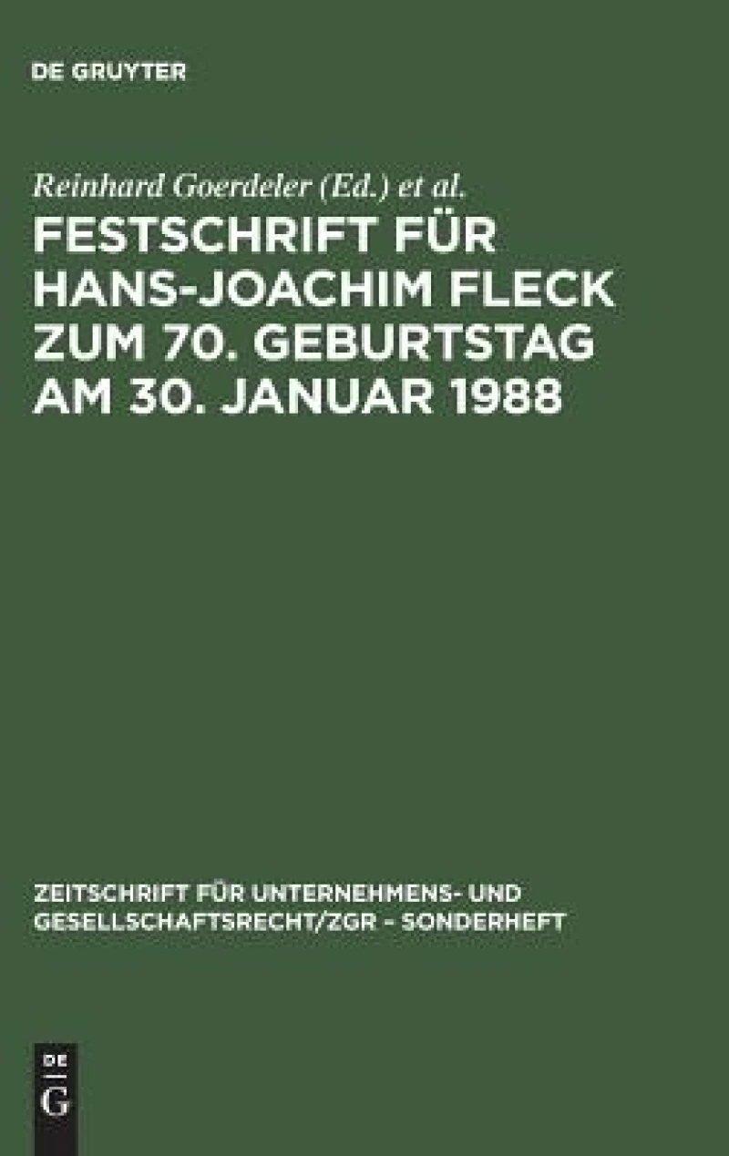 Festschrift für Hans-Joachim Fleck zum 70. Geburtstag am 30. Januar 1988