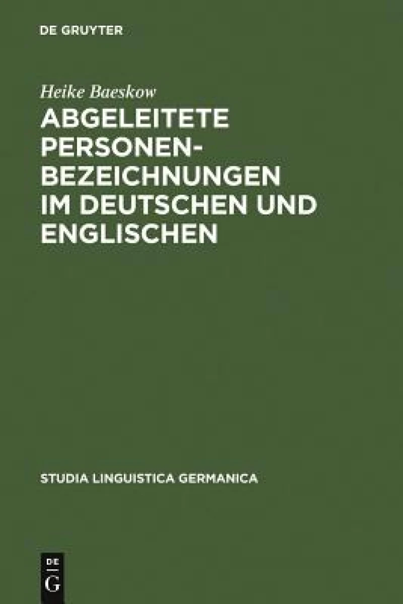 Abgeleitete Personenbezeichnungen Im Deutschen Und Englischen