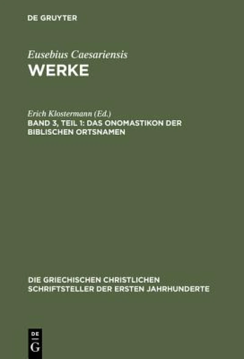 Das Onomastikon Der Biblischen Ortsnamen