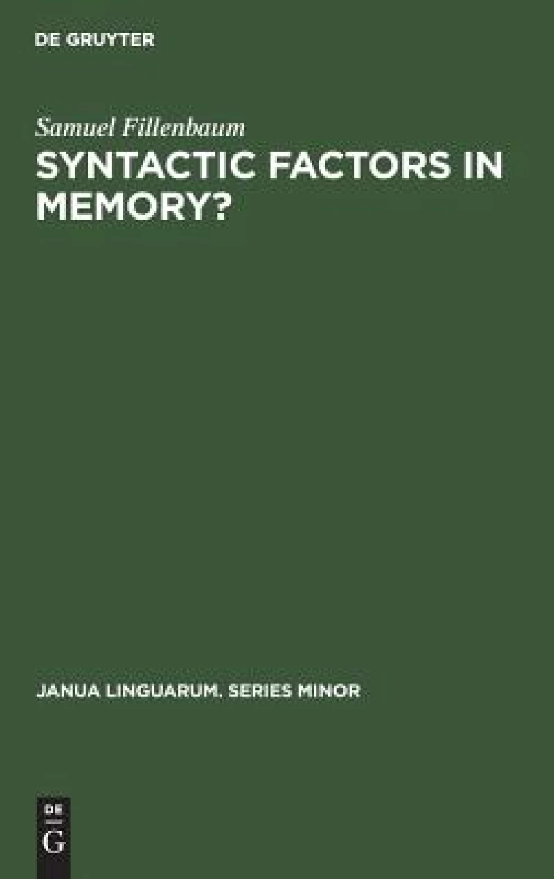Syntactic Factors in Memory?