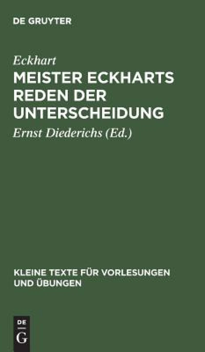 Meister Eckharts Reden Der Unterscheidung