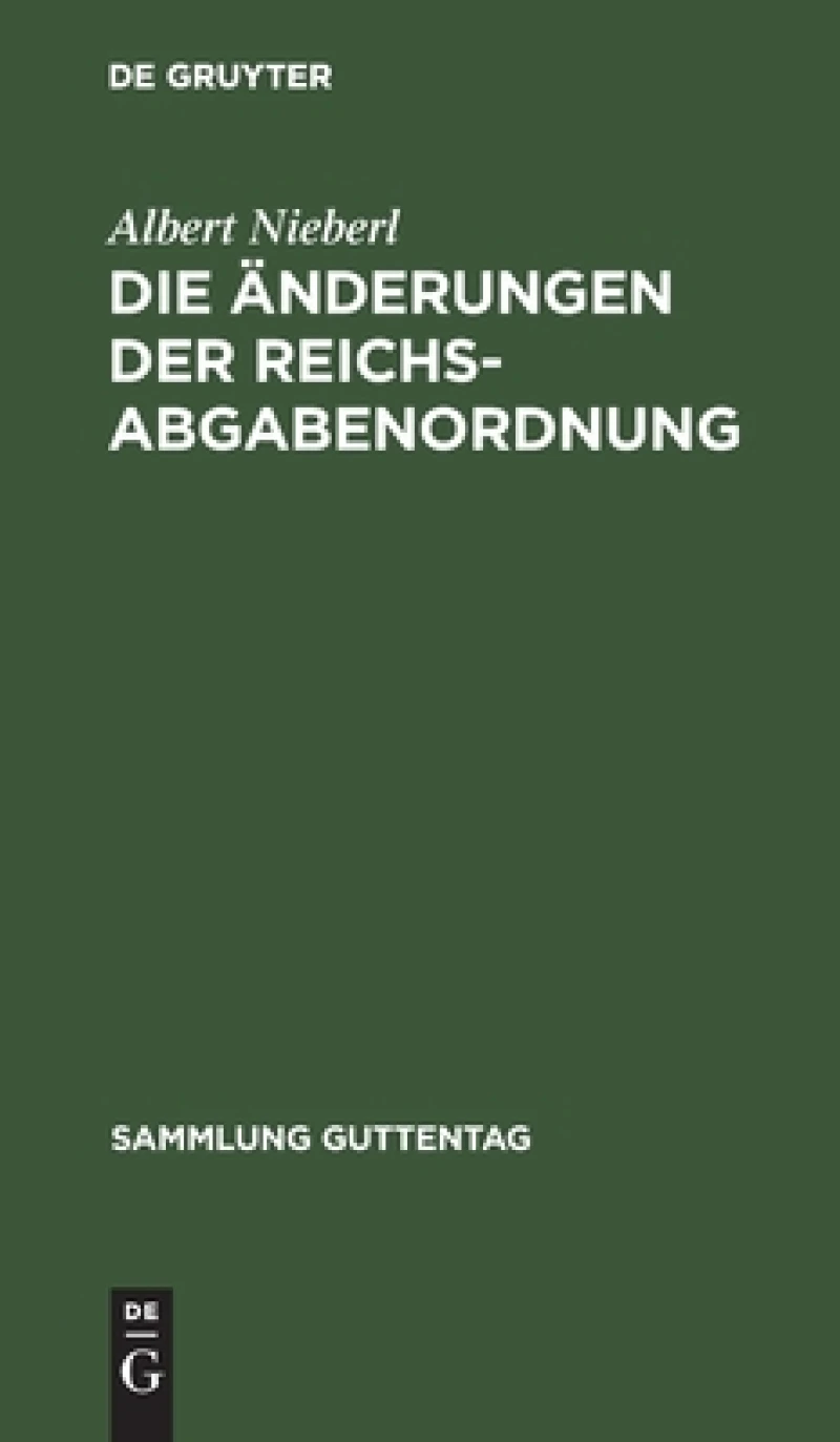 Änderungen der Reichsabgabenordnung