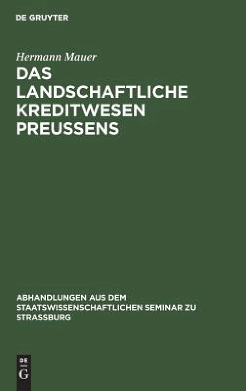 landschaftliche Kreditwesen Preussens