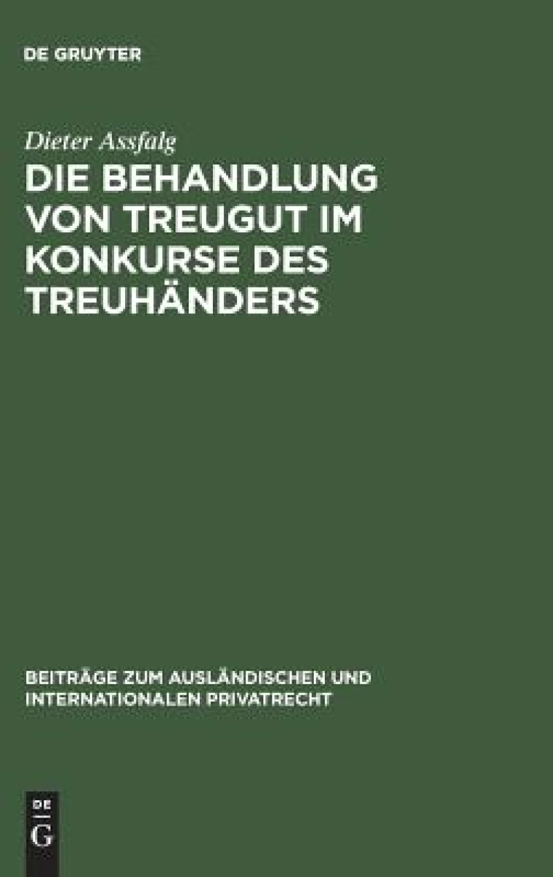 Behandlung von Treugut im Konkurse des Treuhänders