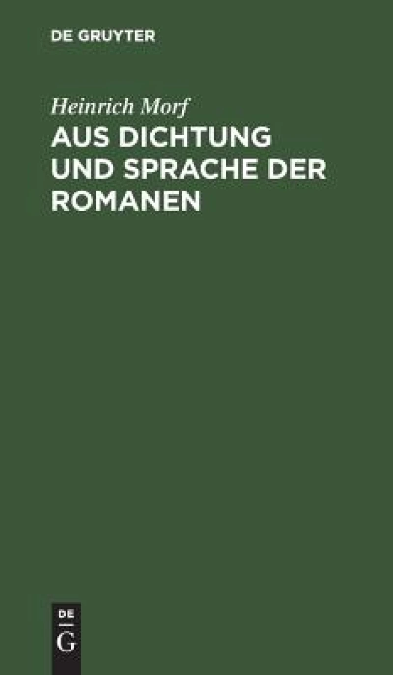 Aus Dichtung Und Sprache Der Romanen