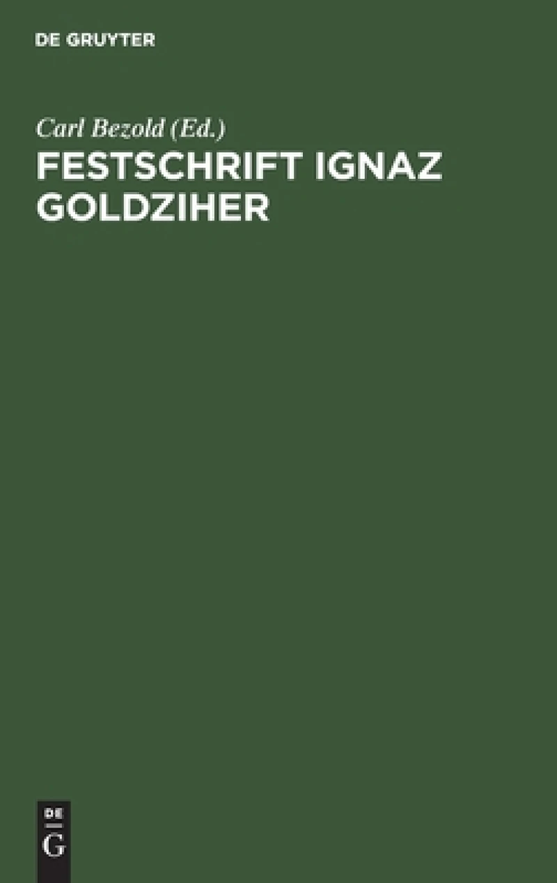 Festschrift Ignaz Goldziher
