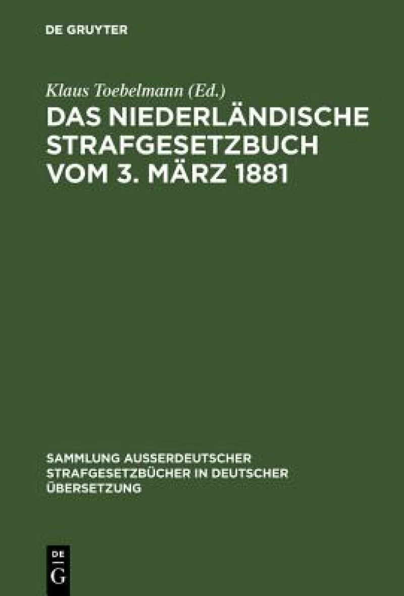 niederländische Strafgesetzbuch vom 3. März 1881