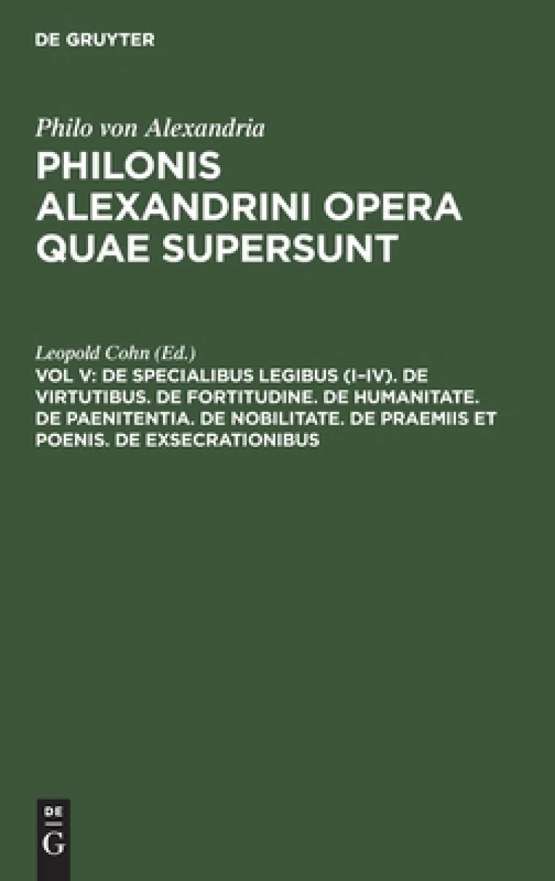 De specialibus legibus (I–IV). De virtutibus. De fortitudine. De humanitate. De paenitentia. De nobilitate. De praemiis et poenis. De exsecrationibus