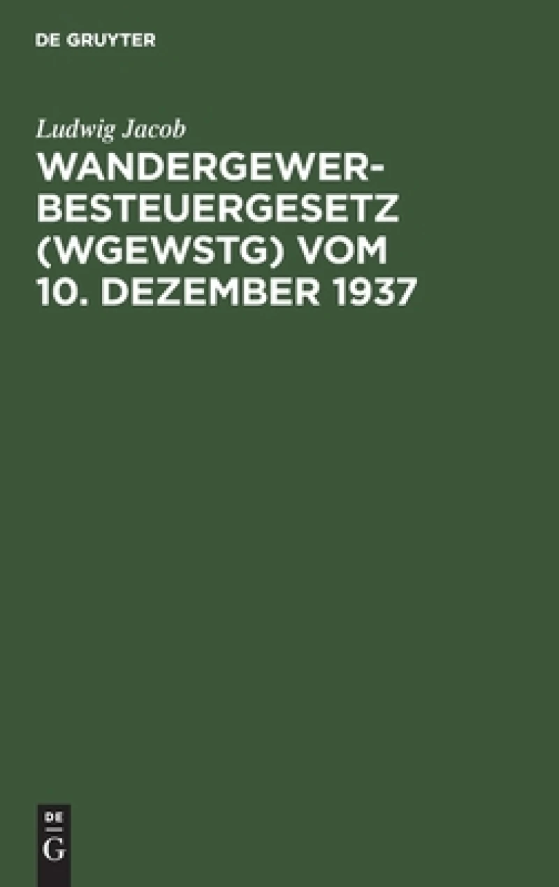 Wandergewerbesteuergesetz (WGewStG) vom 10. Dezember 1937