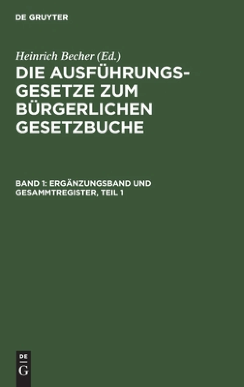Ergänzungsband und Gesammtregister, Teil 1