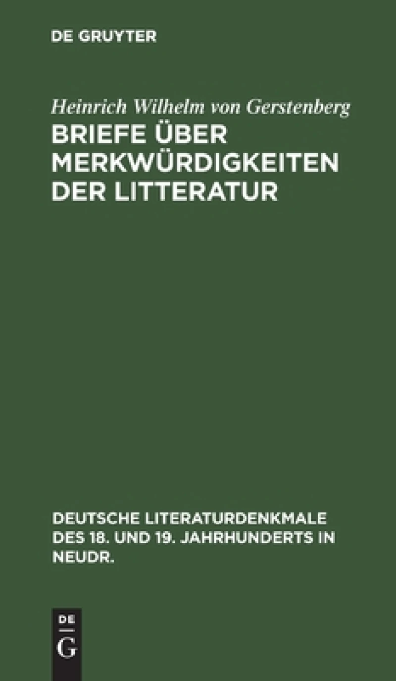 Briefe Über Merkwürdigkeiten Der Litteratur