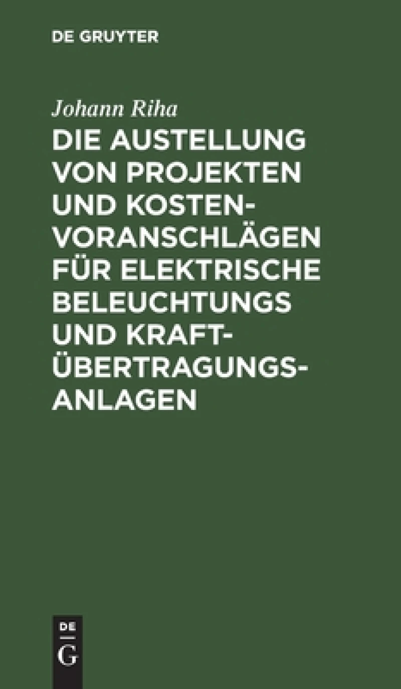 Austellung von Projekten und Kostenvoranschlägen für elektrische Beleuchtungs und Kraftübertragungs-Anlagen