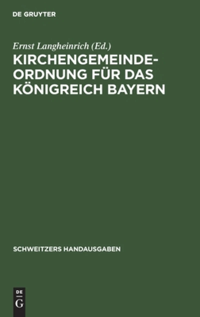 Kirchengemeindeordnung Für Das Königreich Bayern