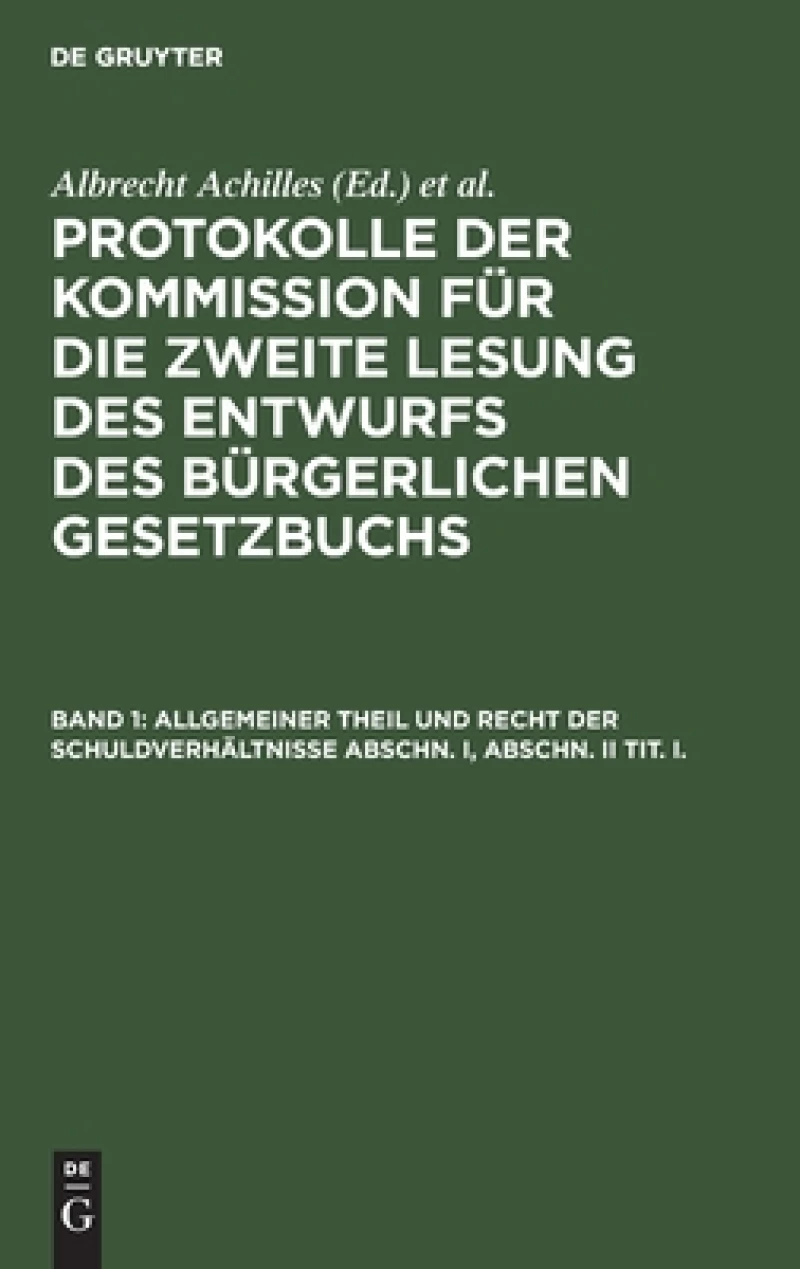Allgemeiner Theil und Recht der Schuldverhältnisse Abschn. I, Abschn. II Tit. I.