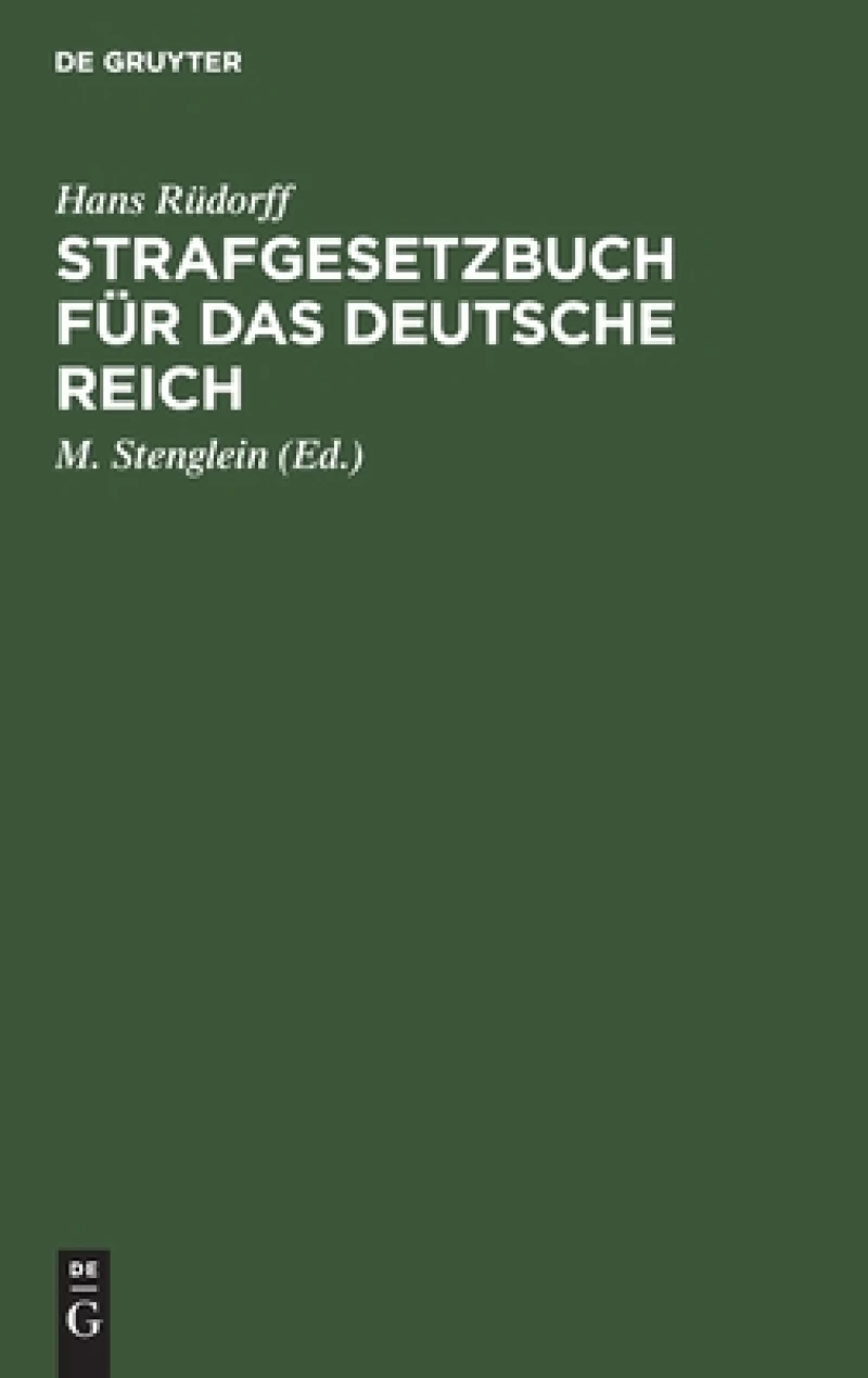 Strafgesetzbuch Für Das Deutsche Reich