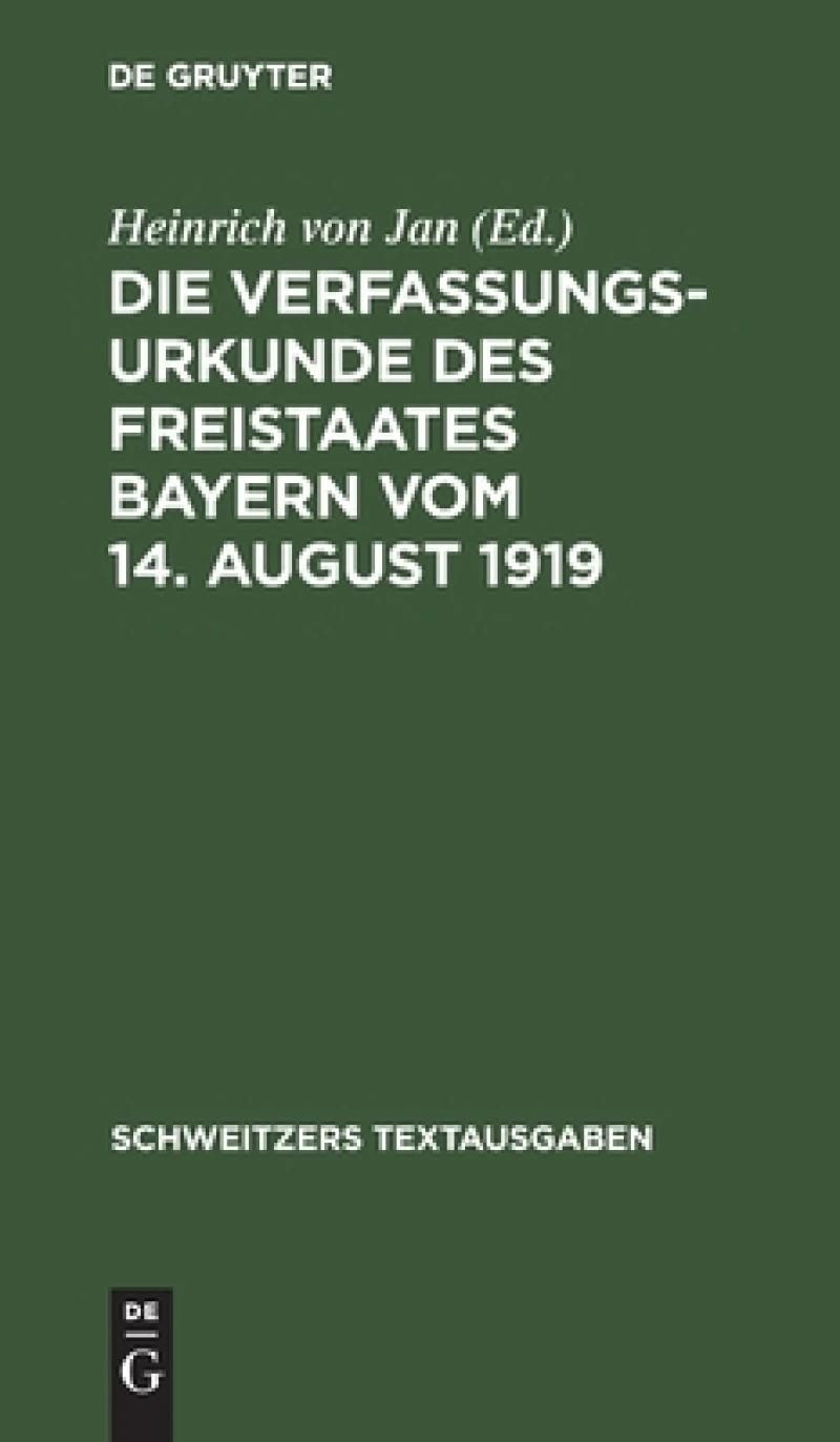 Verfassungsurkunde des Freistaates Bayern vom 14. August 1919