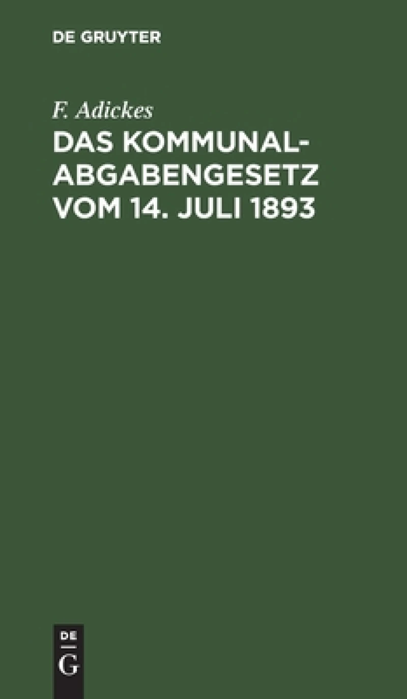 Kommunalabgabengesetz vom 14. Juli 1893