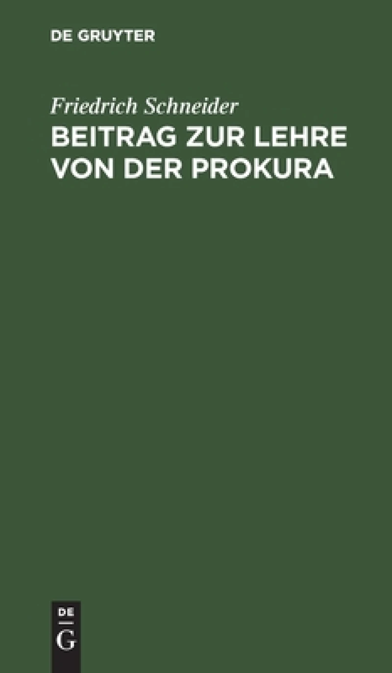 Beitrag Zur Lehre Von Der Prokura