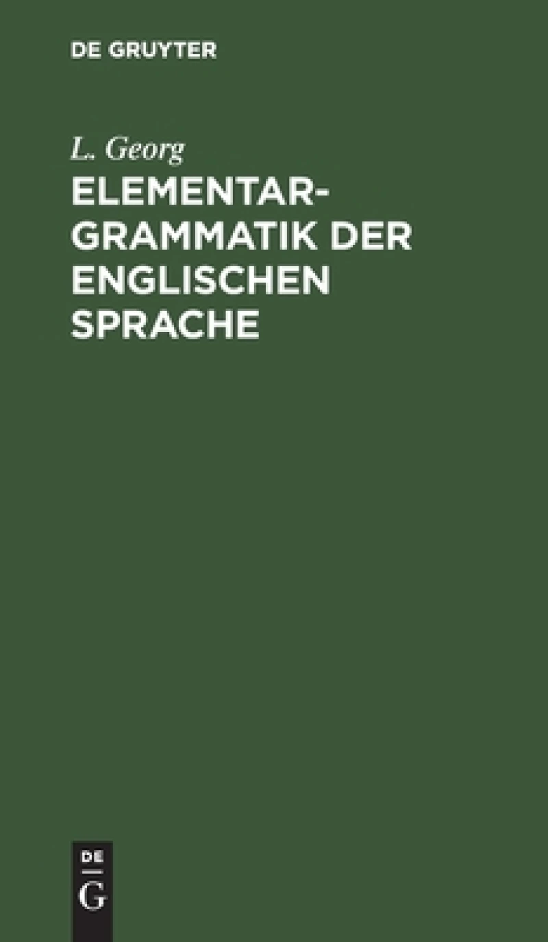 Elementargrammatik Der Englischen Sprache